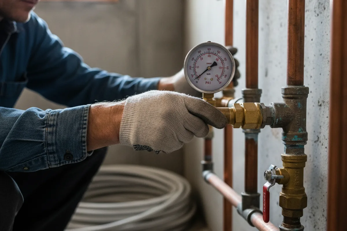 Pressure testing a repaired line during Water Line Repair in Cochise